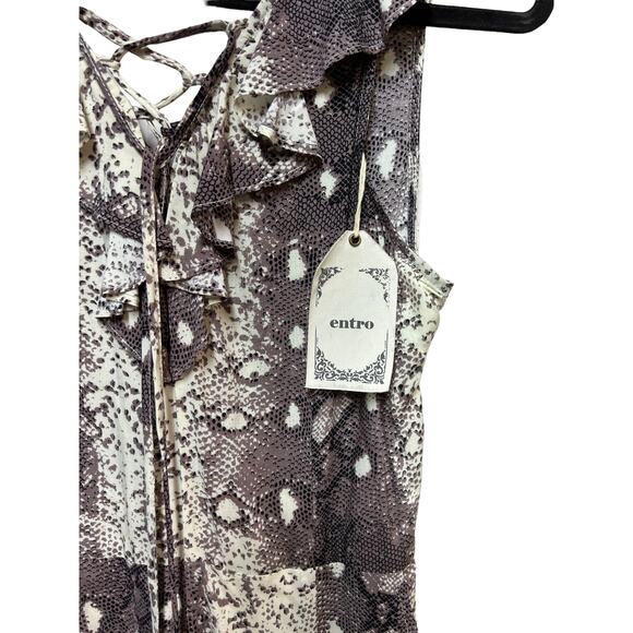 Entro Sleeveless V Neck Ruffle Leopard Romper‎ Multicolor Women's Size Medium - Picture 13 of 13